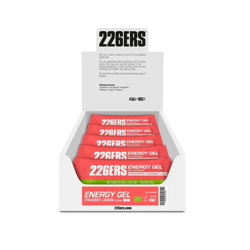 226Ers Energy Gel 25Gr Stick Gel Energético Fresa Y Plátano - Sin Cafeína, 40x25 gr