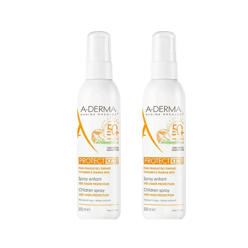 A-Derma Aderma Protect Spray solaire pour enfants Spf50+, 2X200 Ml