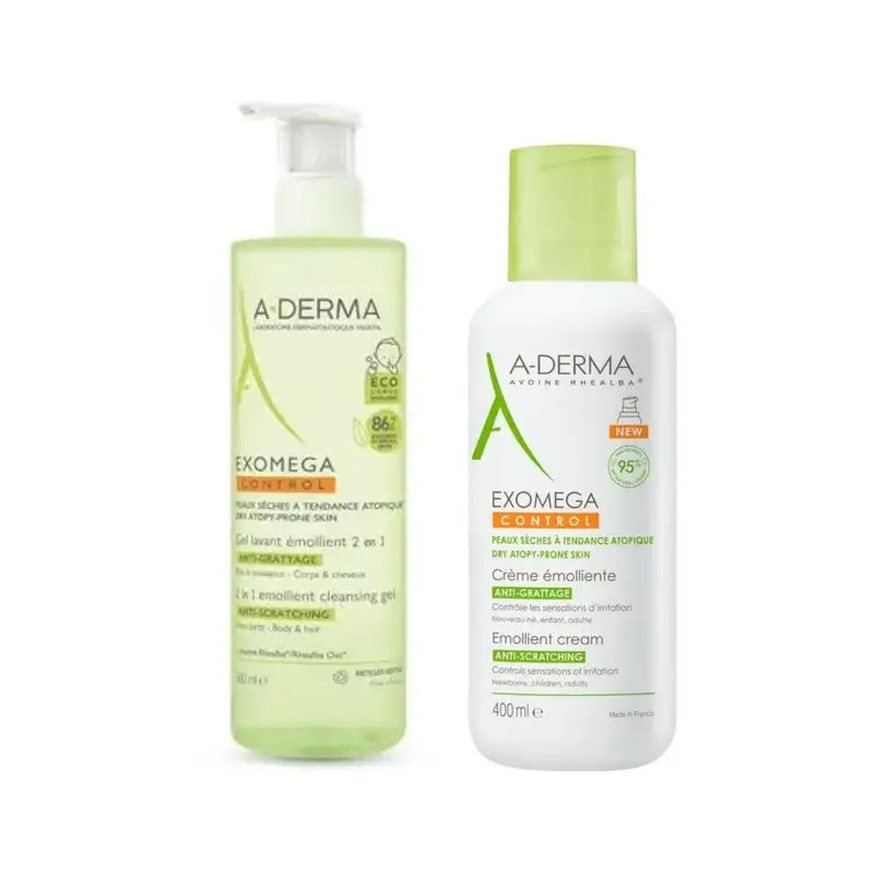 A-Derma Gel Exomega 2 en 1 + Crème Exomega 400Ml