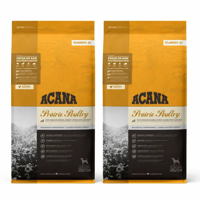 Acana Canine Adult Classics Prairie Poultry 14.5 Kg, Croquettes pour chien, pack 2