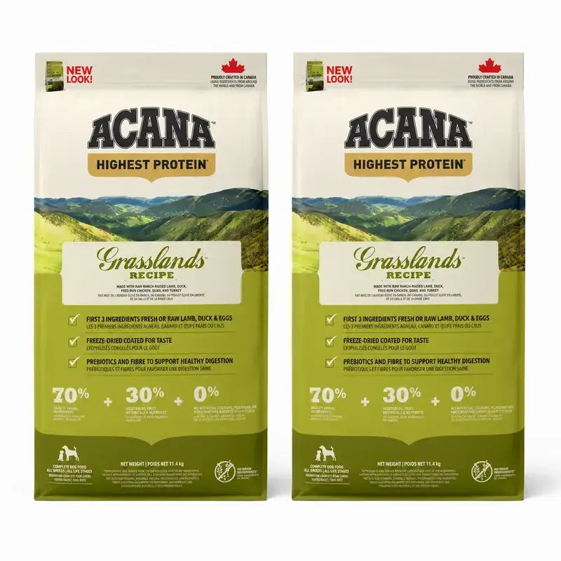 Acana Canine Adult Regionals Grasslands Prairie 11,4 Kg Croquettes pour chien, pack 2