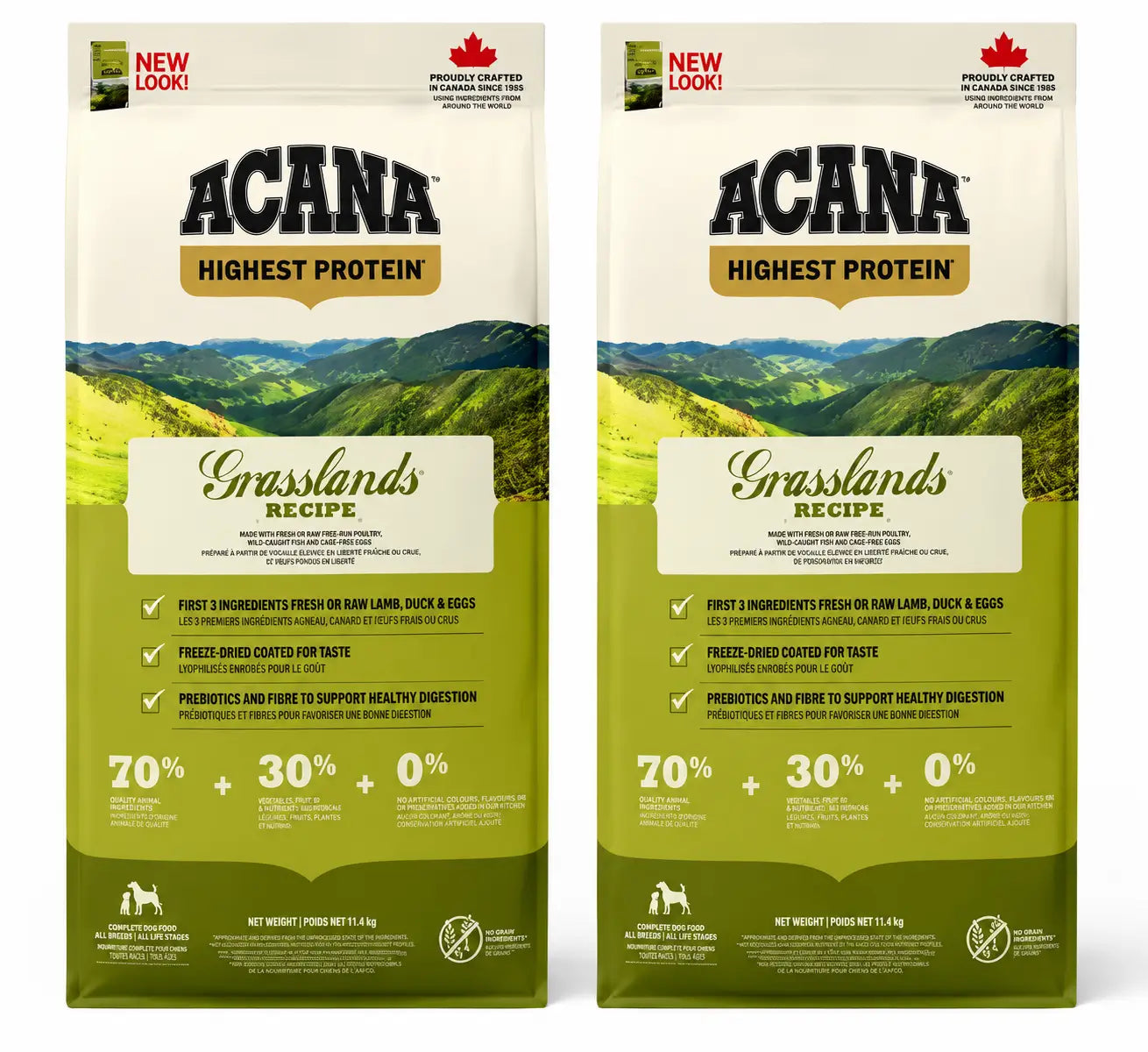 Acana Canine Adult Regionals Grasslands Prairie 11,4 Kg Croquettes pour chien, pack 2