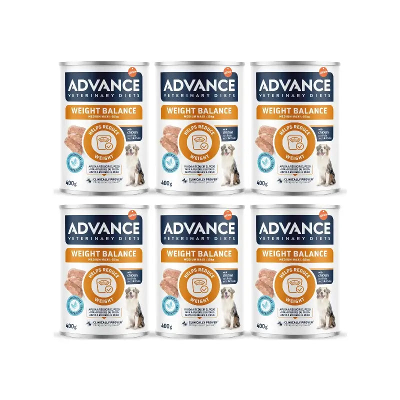Advance - Nourriture humide « Help Reduce Weight » pour chiens de taille moyenne, portions individuelles, 6 x 400 g