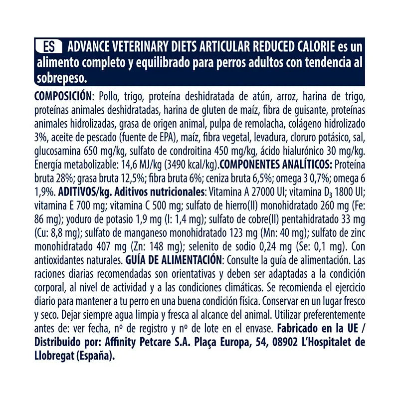 Advance Vet Canine Adult Articular Red. 3Kg, nourriture pour chiens