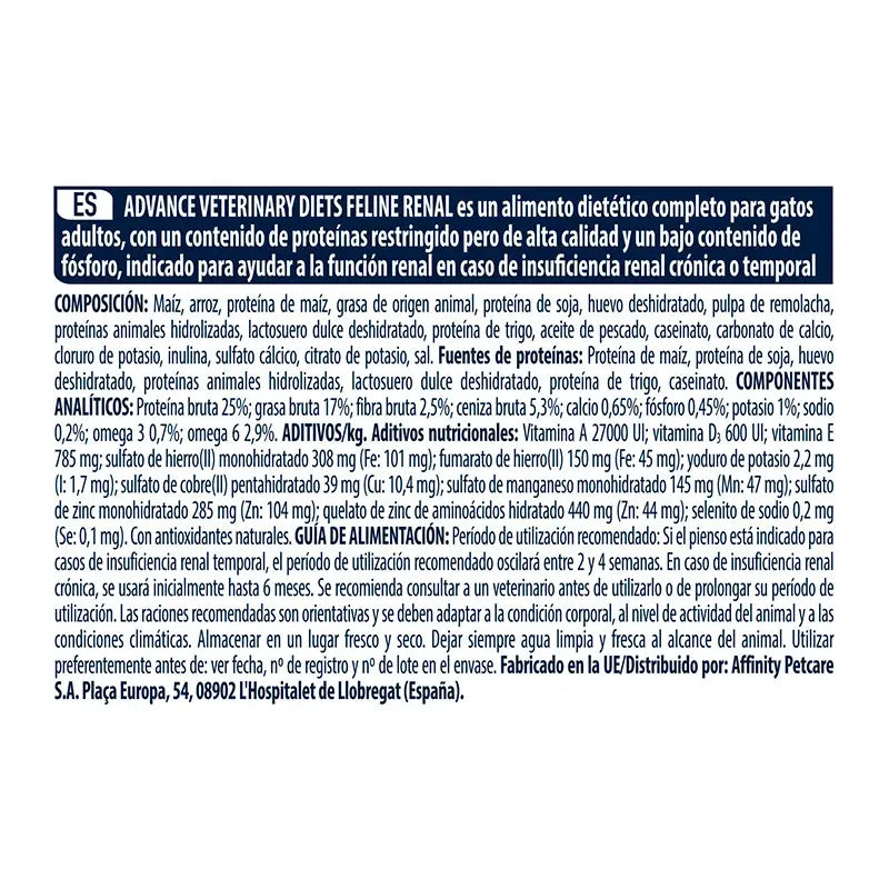 Advance Vet Feline Adult Renal 1,5 kg, nourriture pour chats