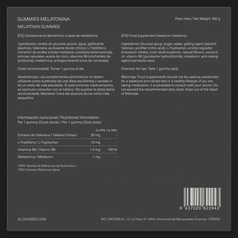 Aldous Bio Melatonin , 120 gommes