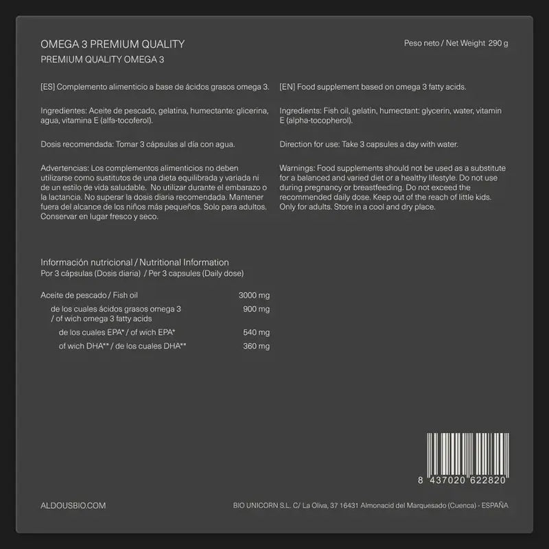 Aldous Bio Omega 3 3000Mg, 210 gélules