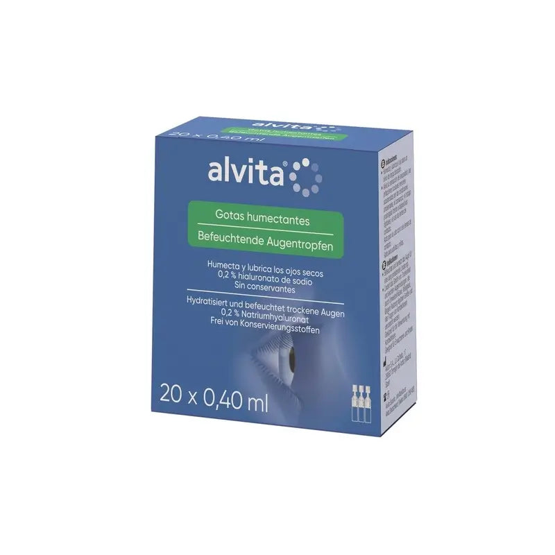 Alvita Gouttes hydratantes à l'acide hyaluronique 20X0,4 Ml, 20 unités x 0,4 ml