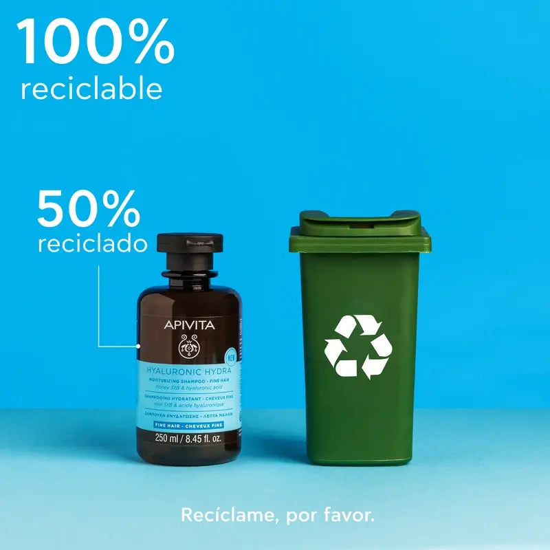 Apivita Hydra Hyaluronic Shampooing Hydratant Cheveux Fins, 250 Ml
