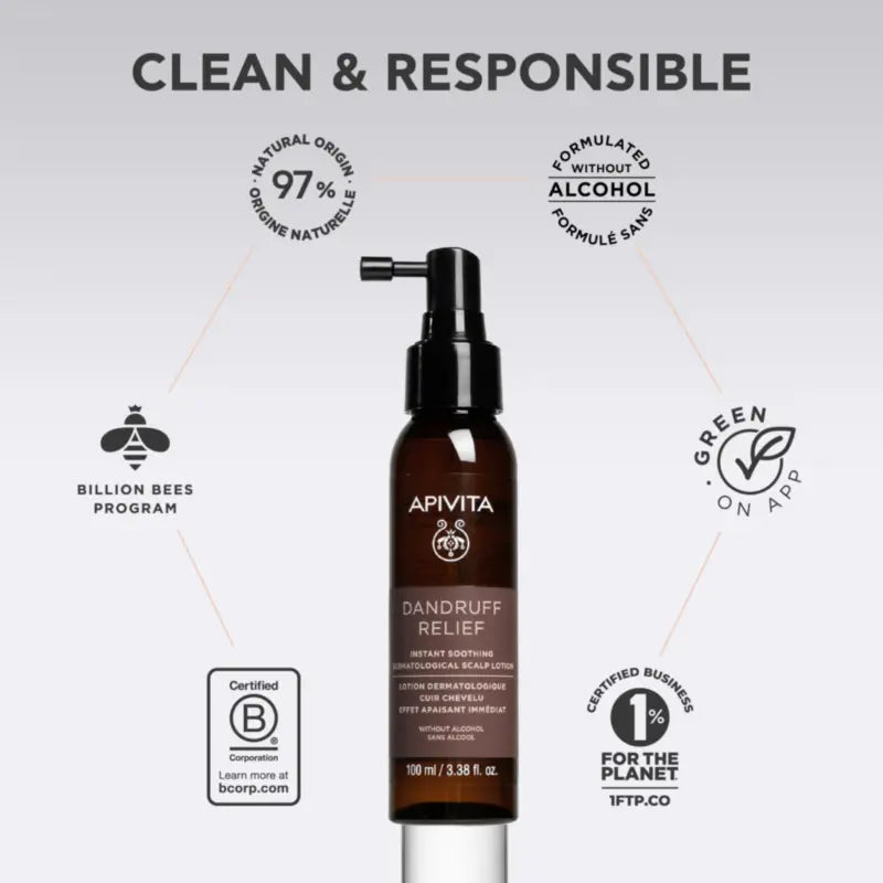 Apivita Lotion dermatologique apaisante instantanée pour le cuir chevelu, 100 ml