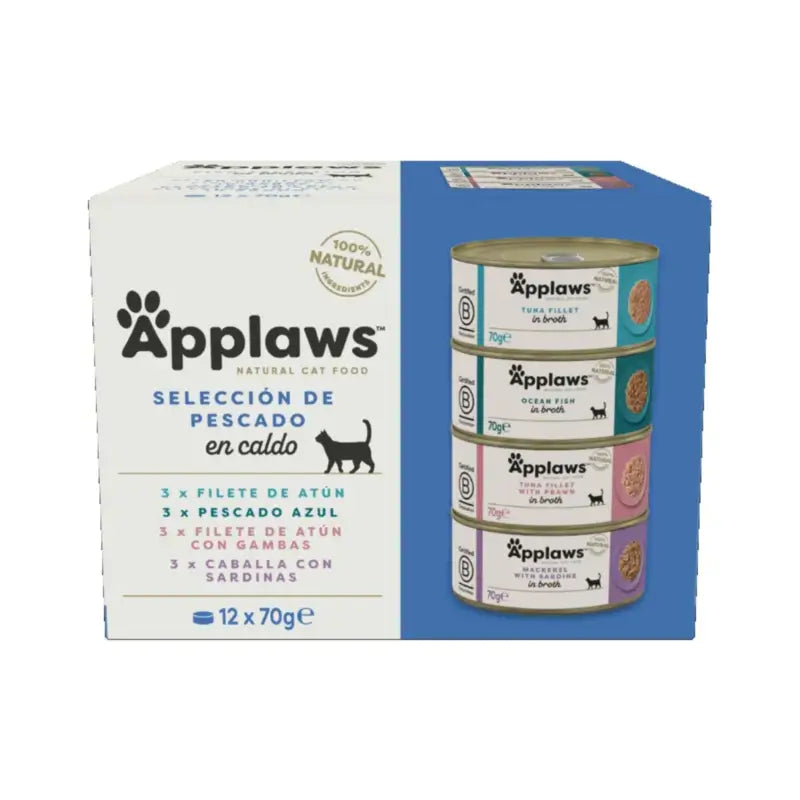 Applaws Cat - Assortiment de conserves de poisson, lot de 12 x 70 g