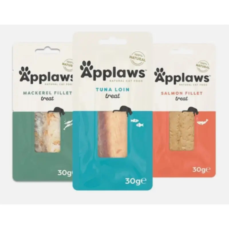 Applaws Cat Snack : filet de maquereau, saumon et thon (assortiment), 12 x 30 g