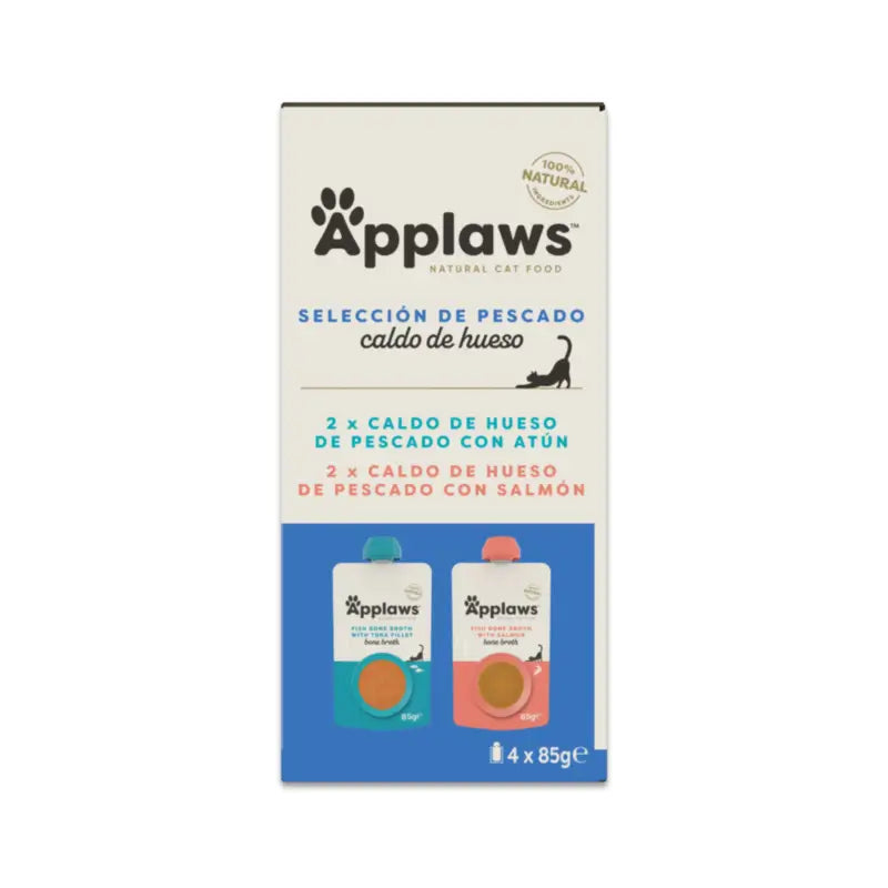 Applaws Cat « Sur bouillon d'arêtes de poisson » - Lot de 4 x 85 g