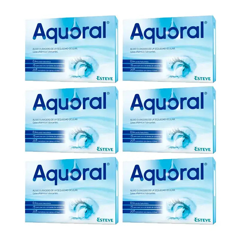 Aquoral gouttes ophtalmiques, paquet de 6 x 20 unidoses