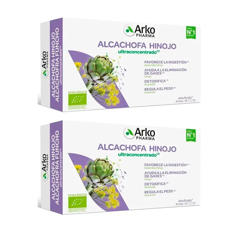 Arkopharma Arkofluido Artichaut - Fenouil Ultraconcentré, 2X20 ampoules