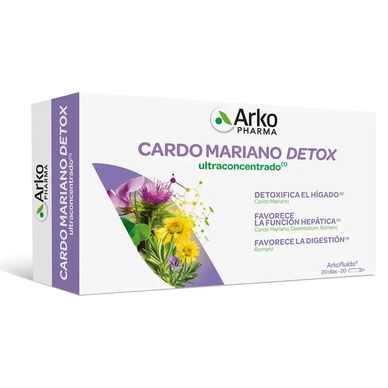Arkopharma Arkofluido Chardon Marie Détox, 20 flacons