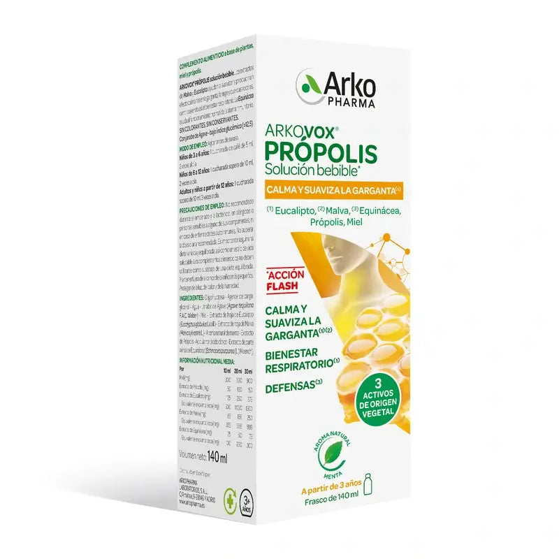 Arkopharma Arkovox Propolis Peppermint Drinkable Solution, 140 ml