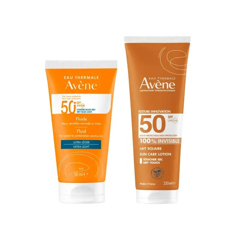Avène Fluide Spf 50+ 50 Ml + Lait Invisible Spf 50 250 Ml