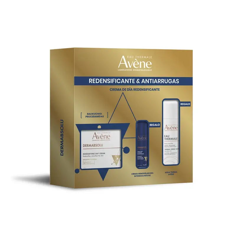 Coffret Avène DermAbsolu : Crème de jour redensifiante + cadeau : Eau thermale 50 ml et Crème de nuit 10 ml