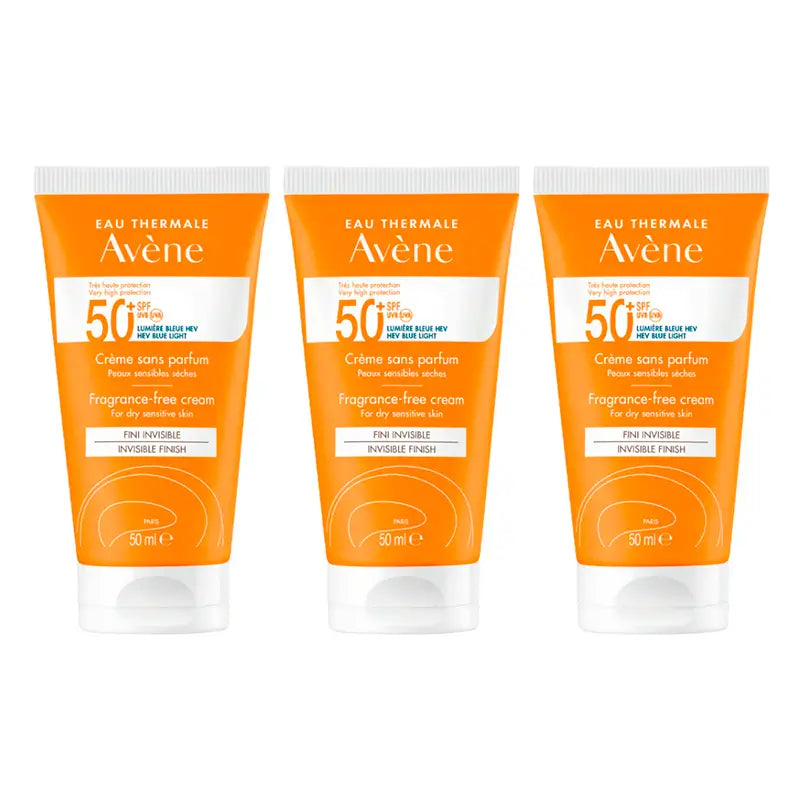 Avène Crème Solaire Spf 50+ Non Parfumée, 3 x 50 ml