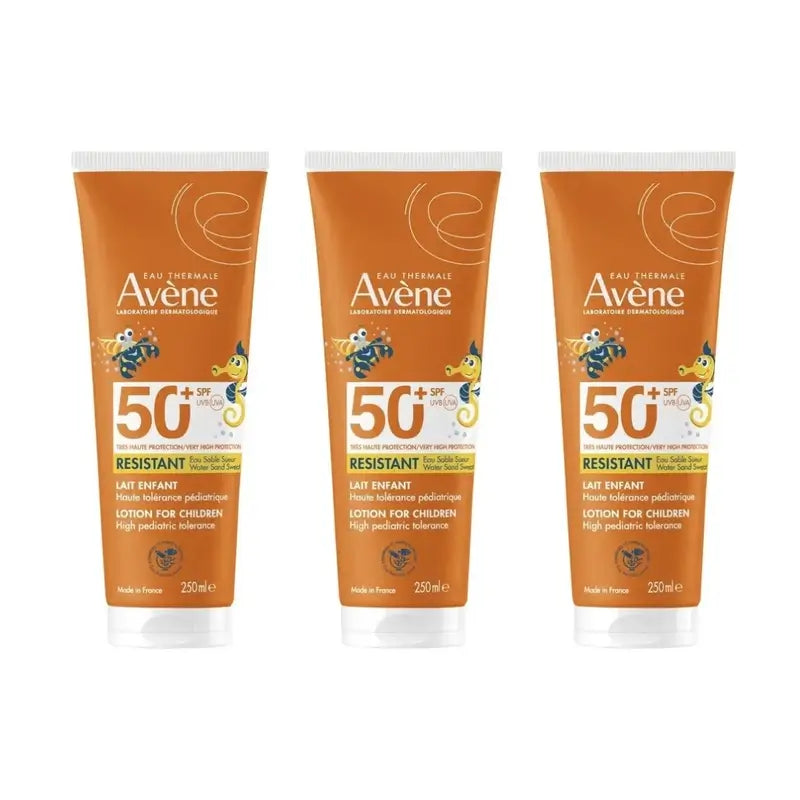 Lait solaire pour enfants Avène Spf 50+, 3 x 250 ml