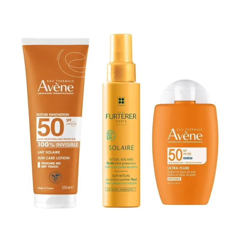 Avène Ultra Invisible Fluide Spf50 50 Ml + Lait Invisible Spf 50 250 Ml + Fluide Protecteur Solaire Kpf 50⁺ 100 Ml