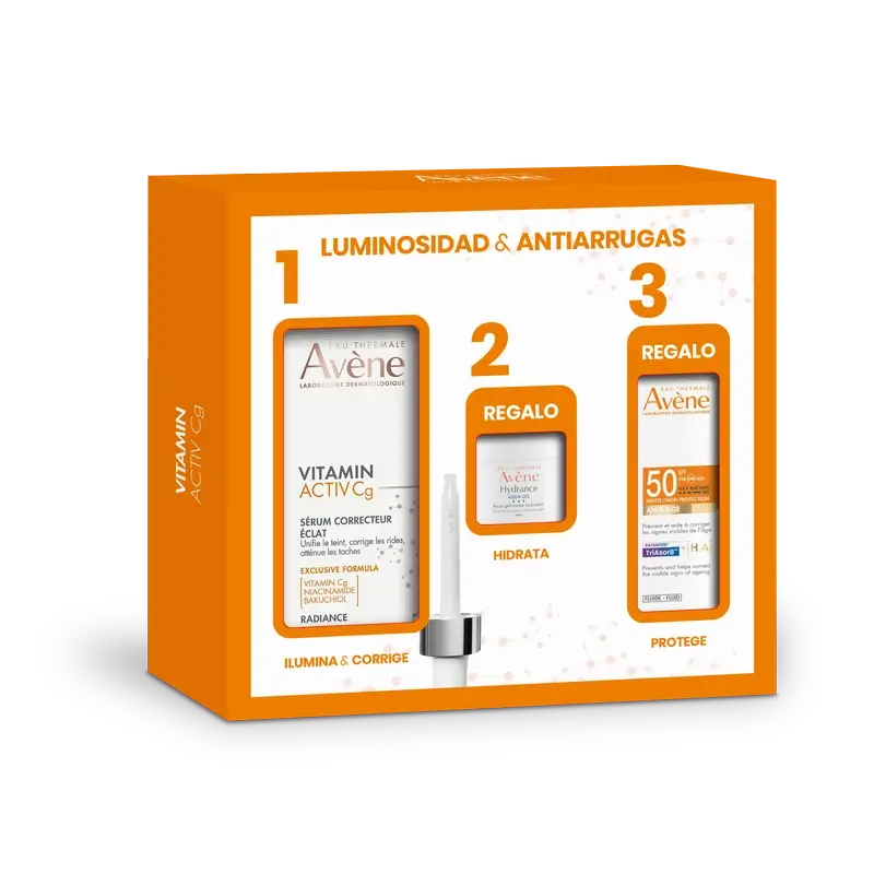 Avène Vitamin Activ Cg Serum 30Ml + Hydrance Aqua-Gel Crème Hydratante 7 Ml + Fluide Solaire Anti-Age Spf50 5 Ml