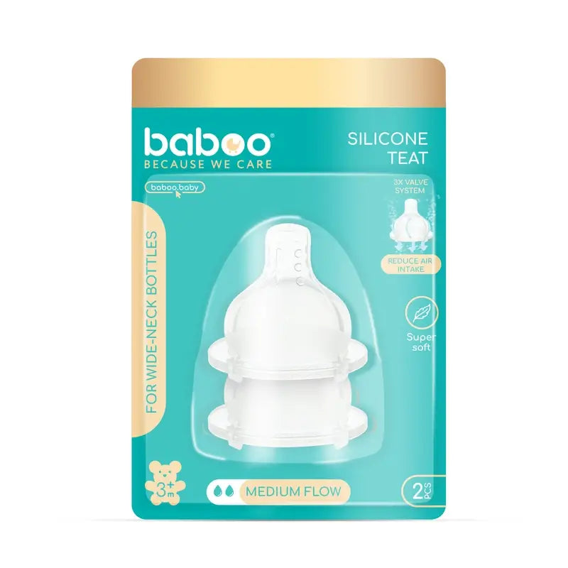 Tétine anti-colique à large col Baboo pour liquides épais, 6+ mois, 2 unités