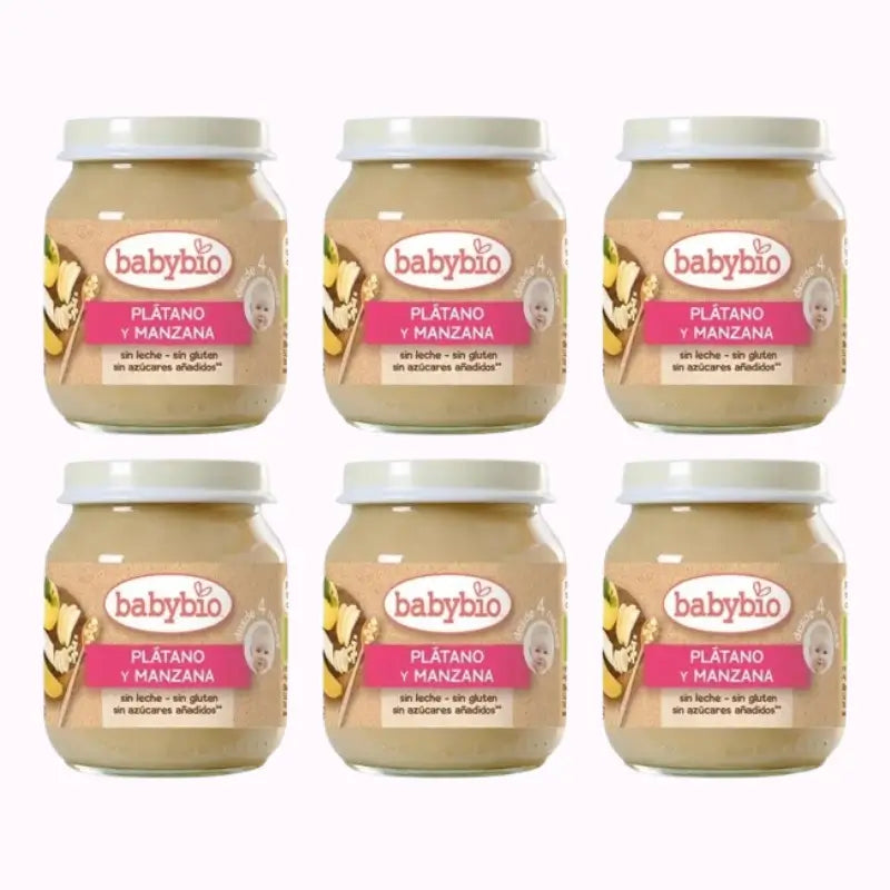 Babybio Pomme Banane, paquet de 6 x 130 g