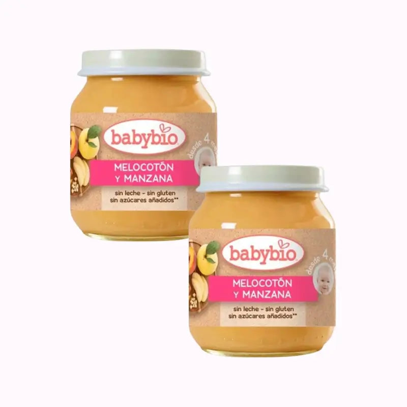 Babybio Pêche-Pomme, paquet de 2 x 130 g