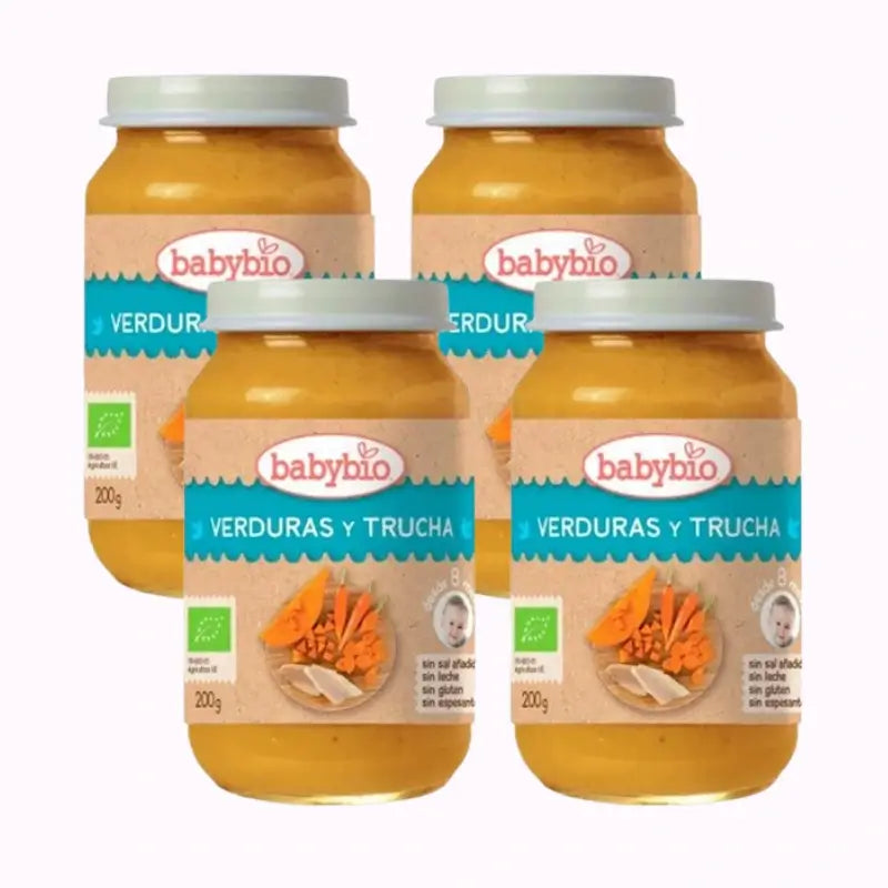 Babybio Traditional Trout Menu, paquet de 4 x 200 grammes