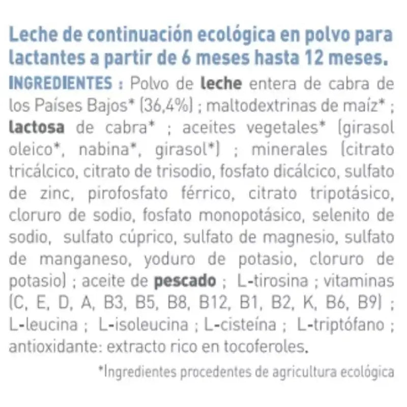 Babybio Caprea 2 Lait de chèvre 6-12 mois, paquet de 12 x 800 g
