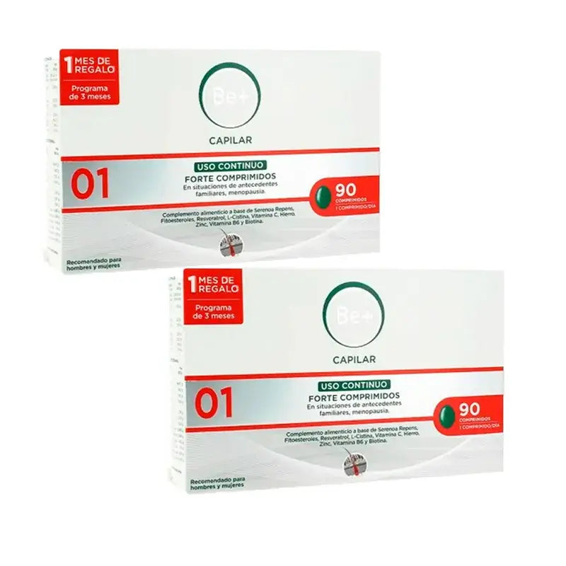 Be+ Capilar Anticaida Forte Continuous Use, Pack 2 x 90 comprimés