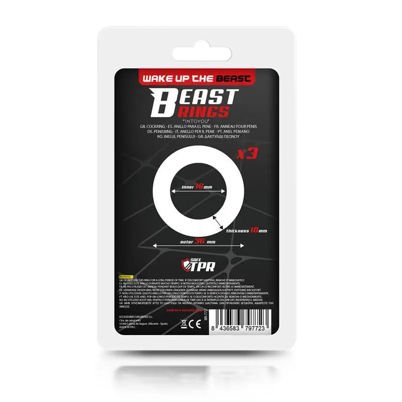 Beast Rings Set 3 anneaux de pénis 3 couleurs 1.6 Cm