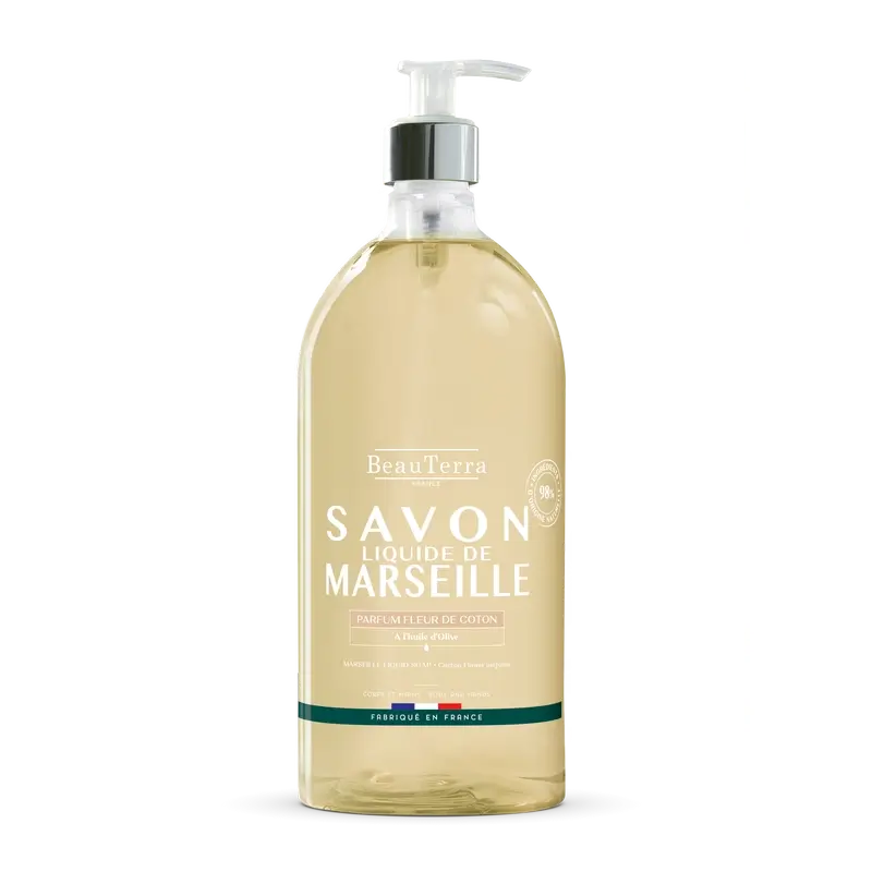 Beauterra Savon de Marseille à la fleur de coton, 1000 ml
