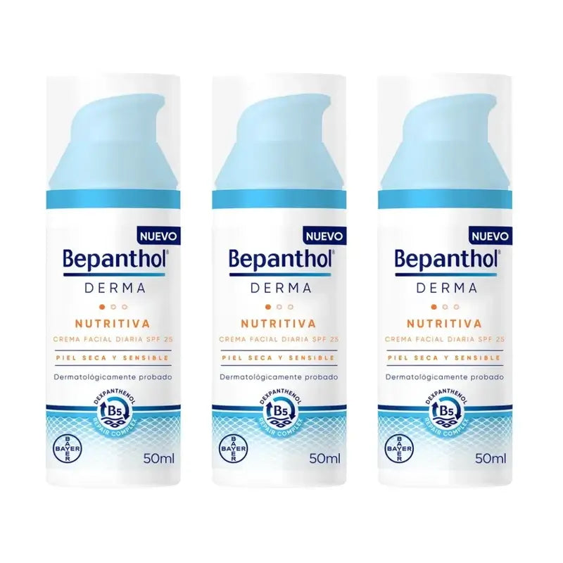 Bepanthol Derma Crème quotidienne nourrissante pour le visage Spf 25, 3X50 Ml