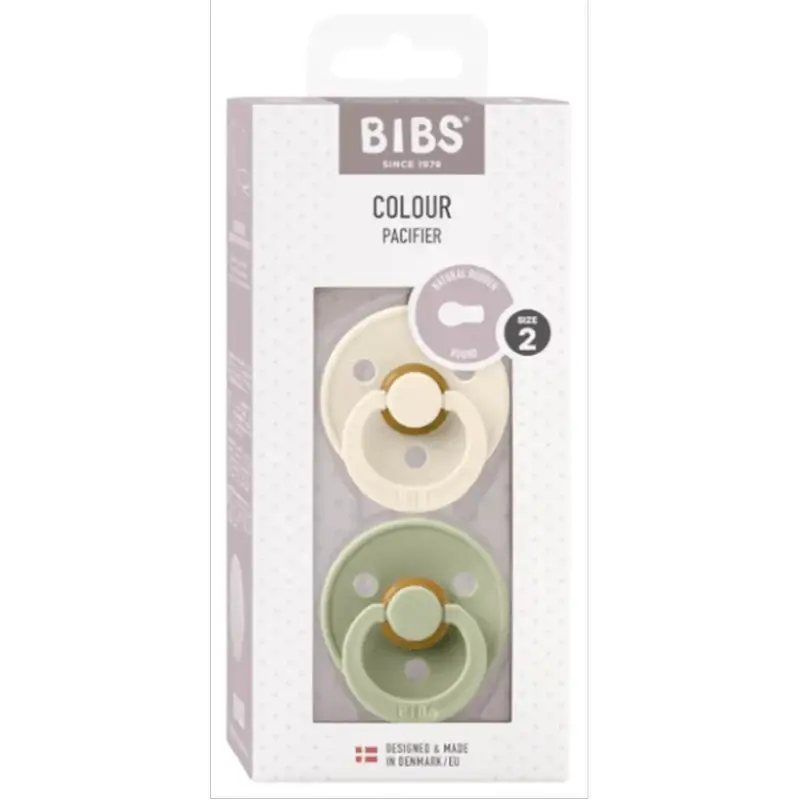 Bibs Bibs Soothers Colour Round Ivory/Sage 6-18m, 2 pieces