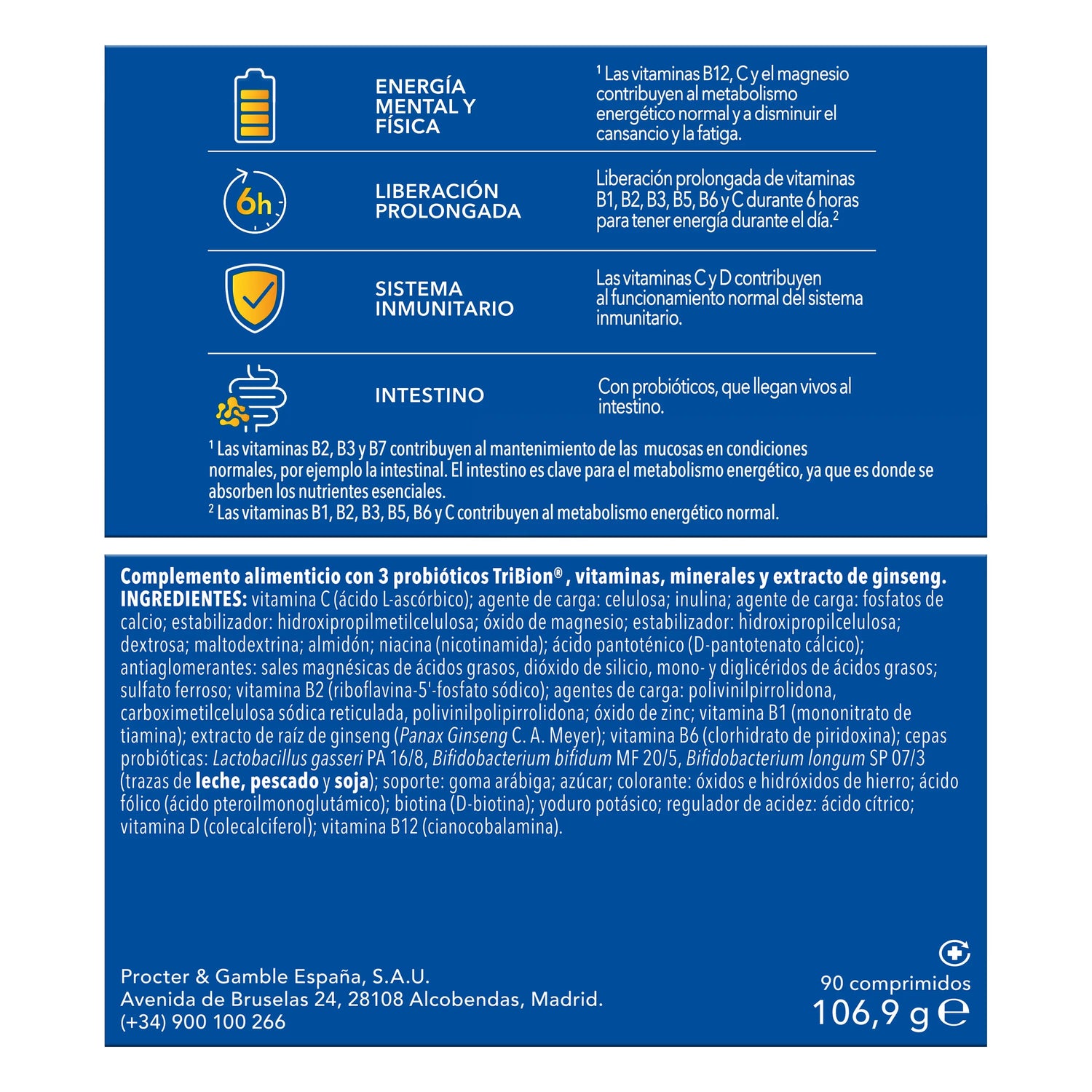 Bion3 Energy Comprimés multivitaminés avec probiotiques, vitamine B12, C et magnésium
