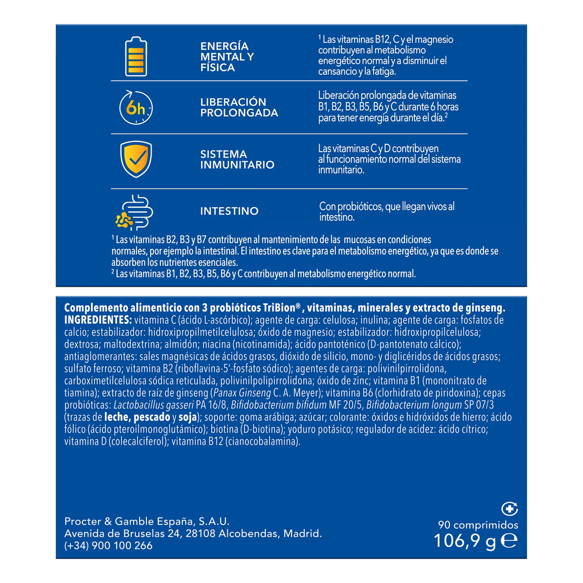 Bion3 Energy Comprimés multivitaminés avec probiotiques, vitamine B12, C et magnésium