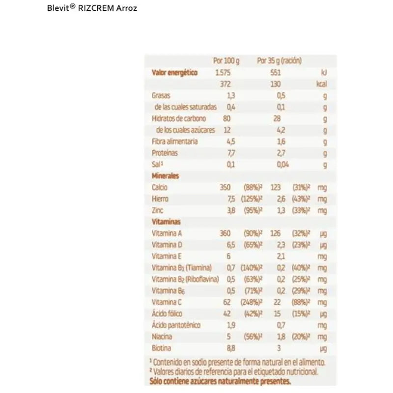Blevit Baby Food Crème de riz, 225 grs.