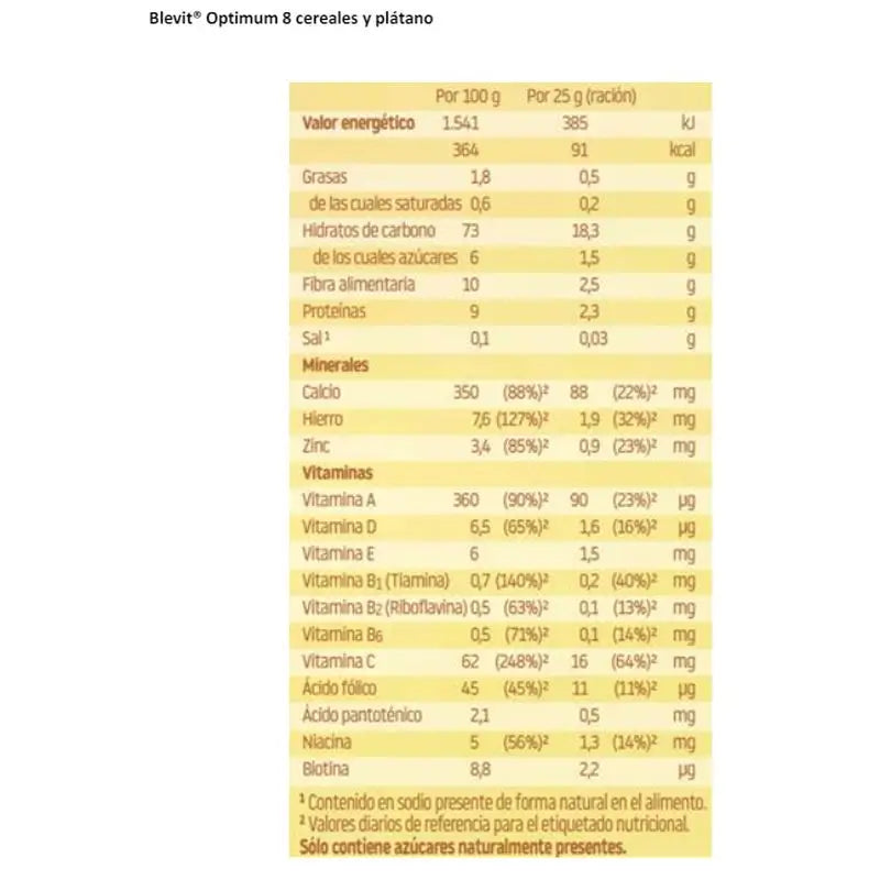 Blevit Infant Feeding Optimum 8 Céréales + Banane, 250g