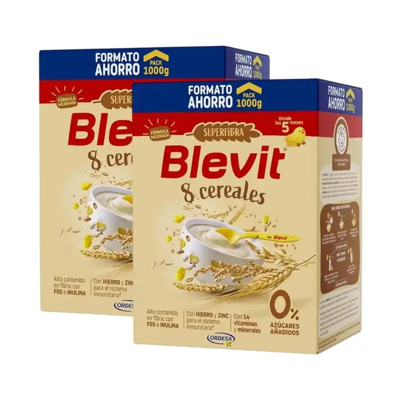 Blevit Alimentation Infantile Superfibre 8 Céréales, 2X1000 Grs
