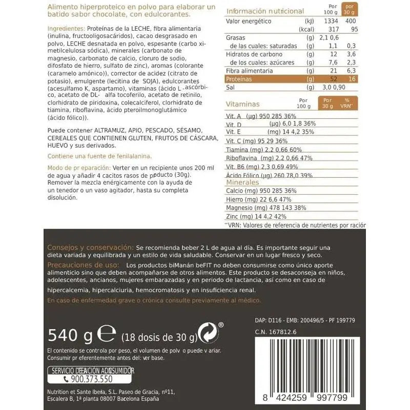biManan Befit Protein Shake Chocolat 540g