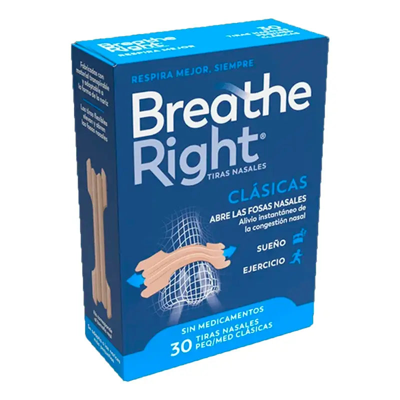 Bandelette nasale Breathe Right couleur petit-moyen 30 unités