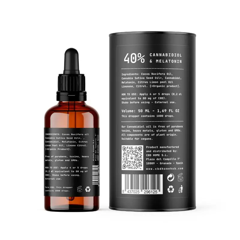 CBD Home 40% Huile de CBD avec Mélatonine, 50 ml