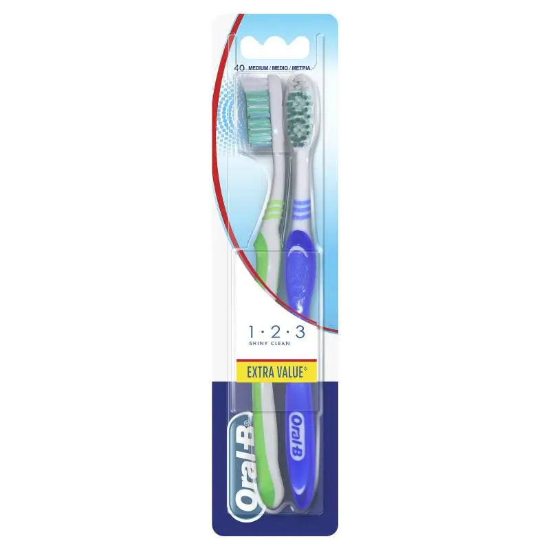 Oral-B 123 Shiny Clean Medium Toothbrush 2 units