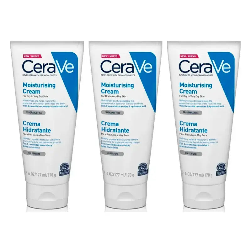 CeraVe Crème hydratante, paquet de 3 x 177 ml