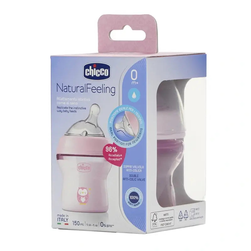 Biberon Chicco Naturalfeeling Rose Slow Flow 150Ml 0M+
