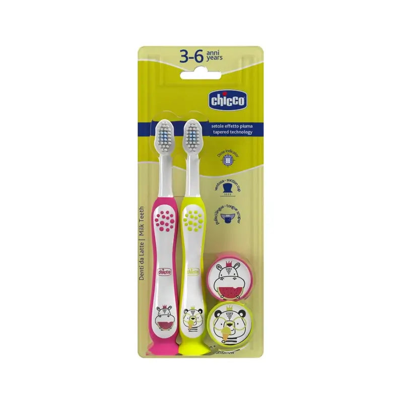 Chicco Bipack Brosse à Dents Hippo-Panda 3-6Y