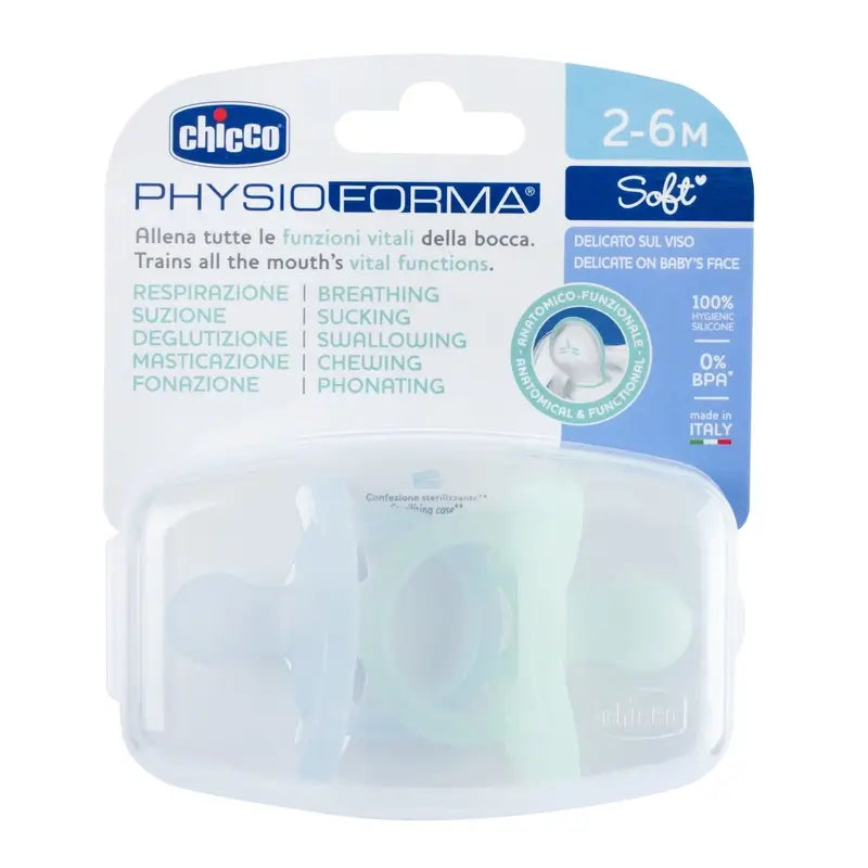 Chicco Physioforma Soft Soother Blue 2-6M 2 unités